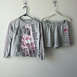 Barbie Gray and Pink Girls Matching Sweatshirt & Shorts Set